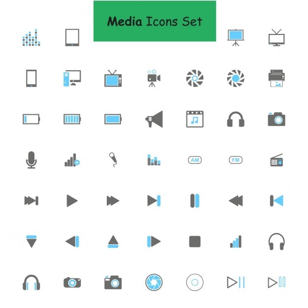 Free vector icons for audio visual media