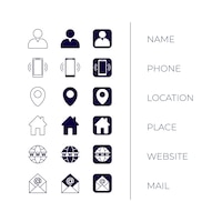 Icons collection for business cards