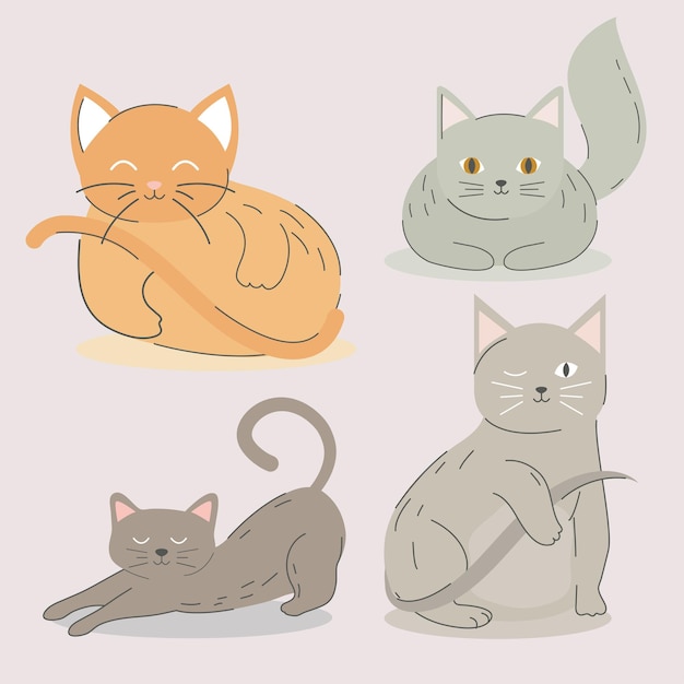 Free Vector  Icons collection cute cats animal