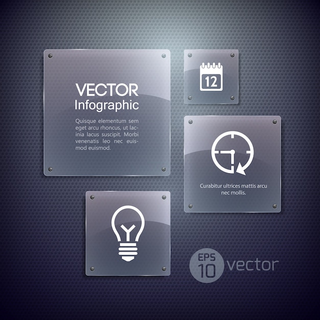 Free vector icons and glass squares frames