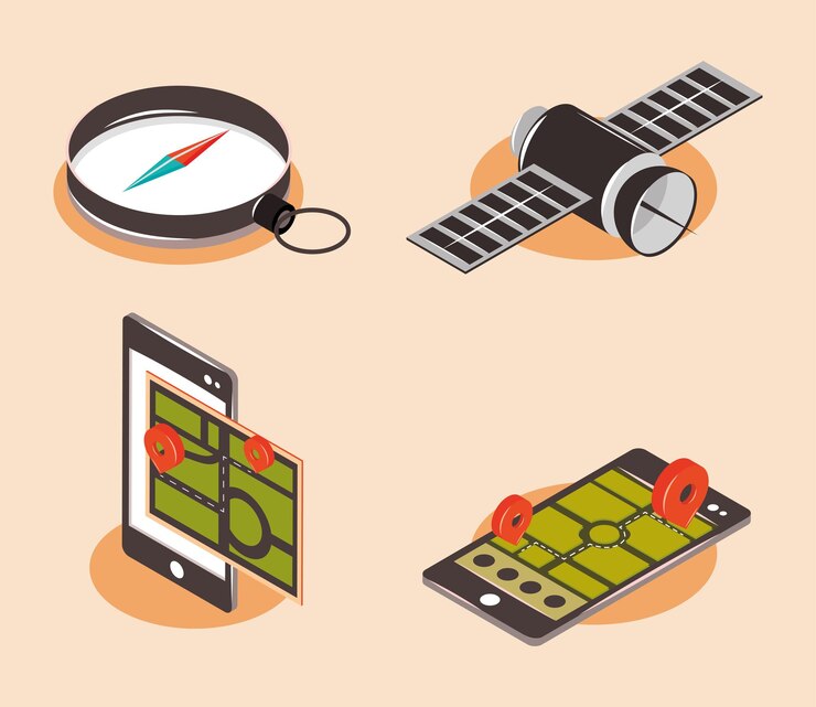 Free Vector icons gps navigation, satellite and compass