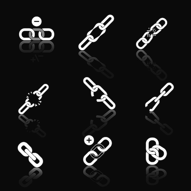 Free vector icons of link for web and application set.