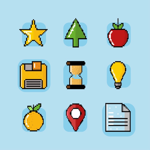 Free vector icons pixelated design