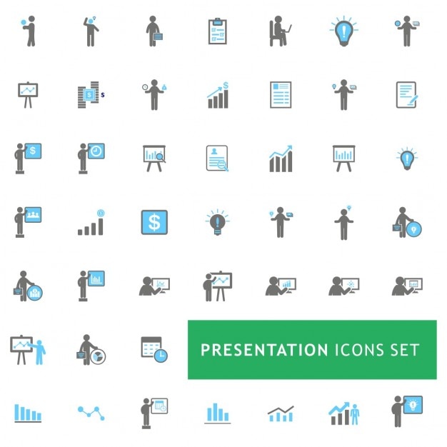 Синий и серый бизнес-презентации набор иконок