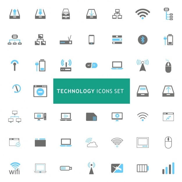 Vettore gratuito tecnologia icons set