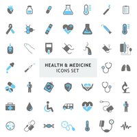 Blur e grigio colorato salute medicina icone set