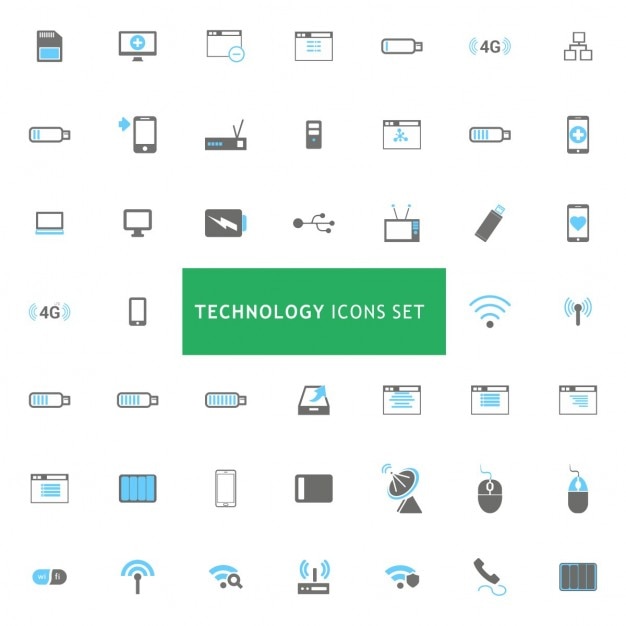 Vettore gratuito tecnologia icons set