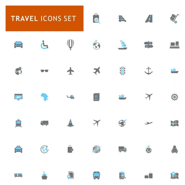 Icons set about travel