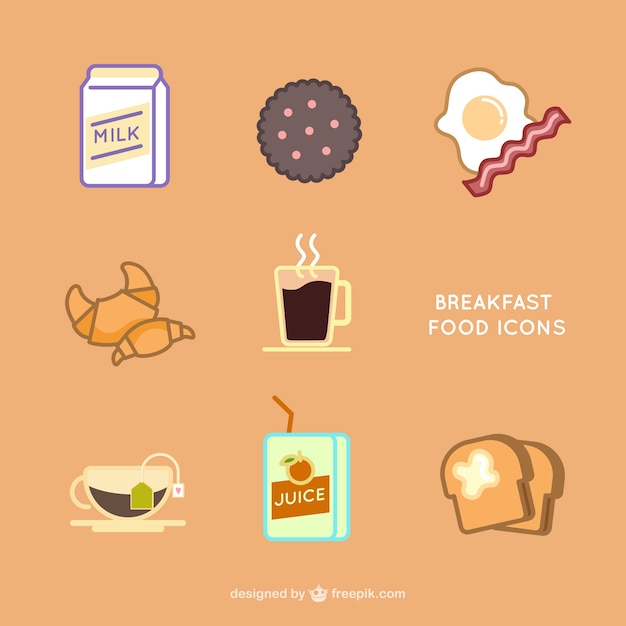 Vettore gratuito icons set per la prima colazione