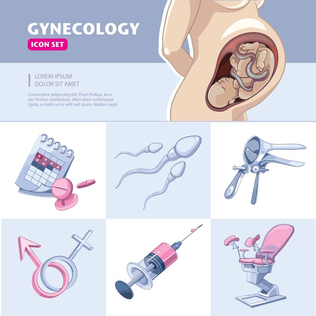 Icons set of gynecology