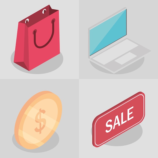 Icons shopping online