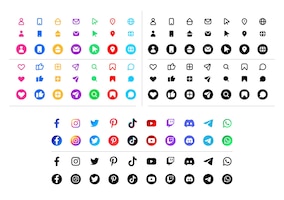 Icons and social media logos collection for business cards and webs