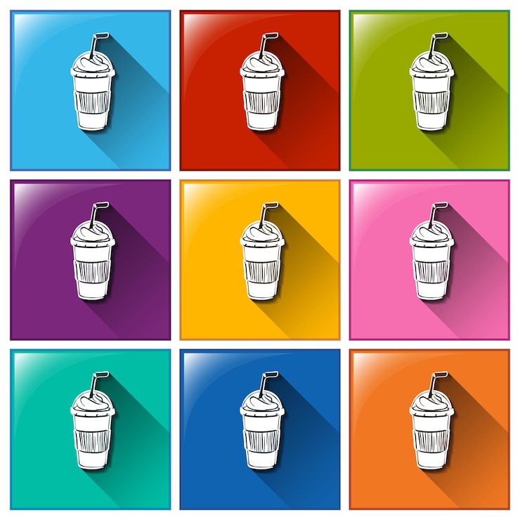 Free Vector icons with cold coffee