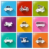 Free vector icons with the different transportations