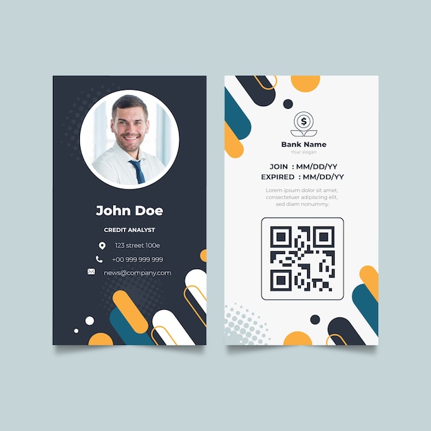 Free vector id card template for bank and finance