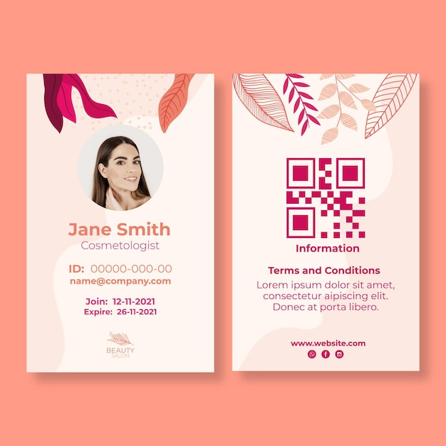 Id card template for beauty salon