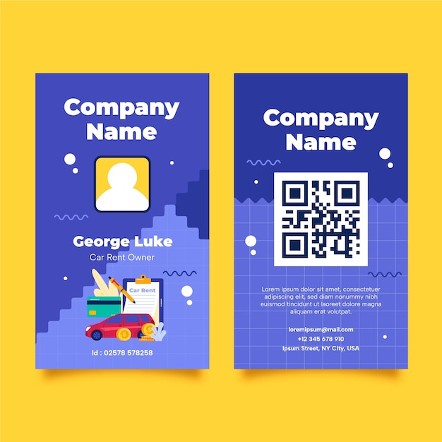 Free vector id card template for car rental company