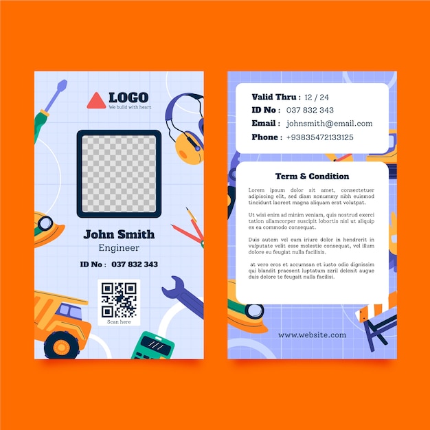 Id card template for construction domain