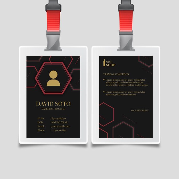 Free vector id card template for wine tasting