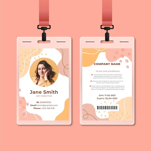 Id card template with photo