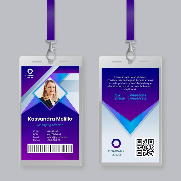 Id card template with photo