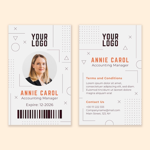 Id cards abstract template with photo