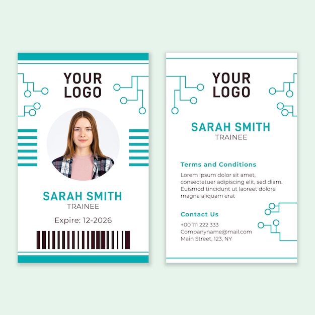 Free vector id cards abstract template with photo