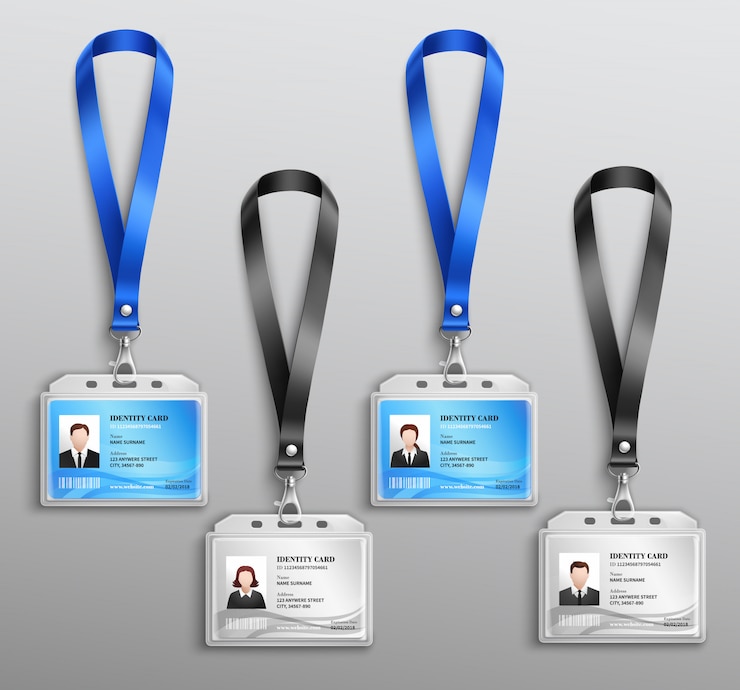 Free Vector id cards badges realistic set 