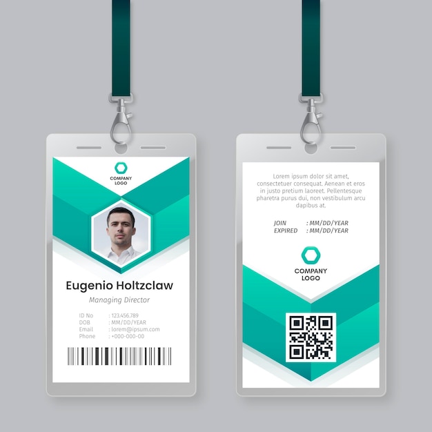 Free vector id cards template abstract style