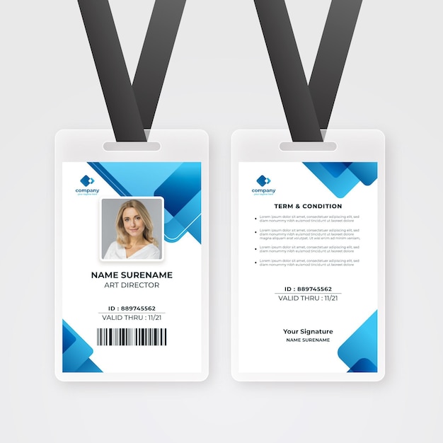 Id cards template with photo abstract design