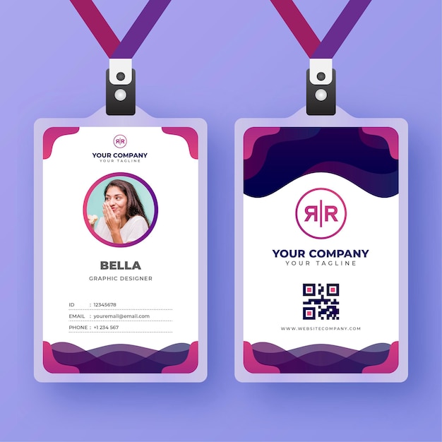 Id cards template with photo abstract style