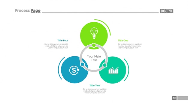 Free vector idea chart with three parts slide template