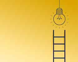 Free vector idea concept with ladder and light bulb design on yellow background vector illustration