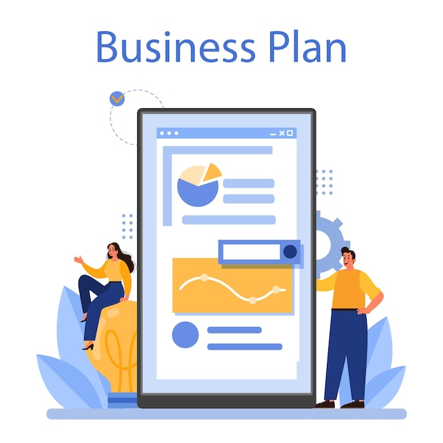 Free vector idea online service or platform creative innovation or business solution generation online business plan flat vector illustration