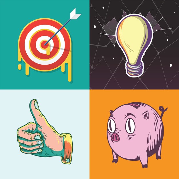 Idea target savings goals business investment graphic illustration icon
