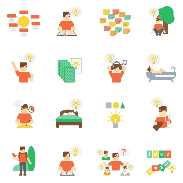 Ideas Icons Flat Set