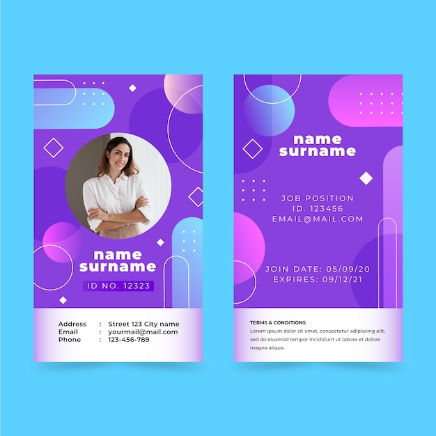 Identity card gradient dynamic template