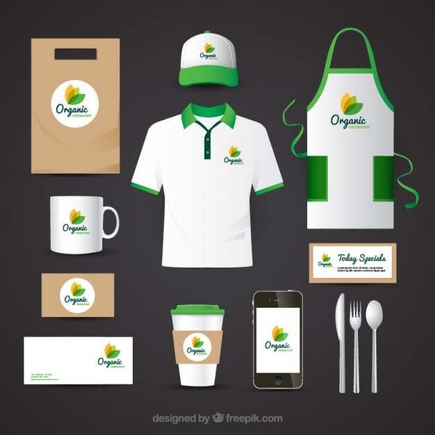 Free vector identity corporate for organic food restaurant