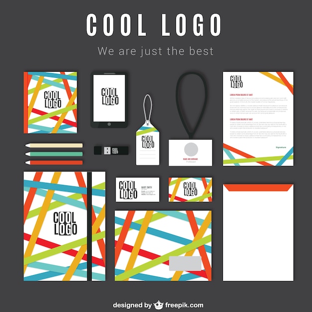 Free vector identity corporative with colored bands