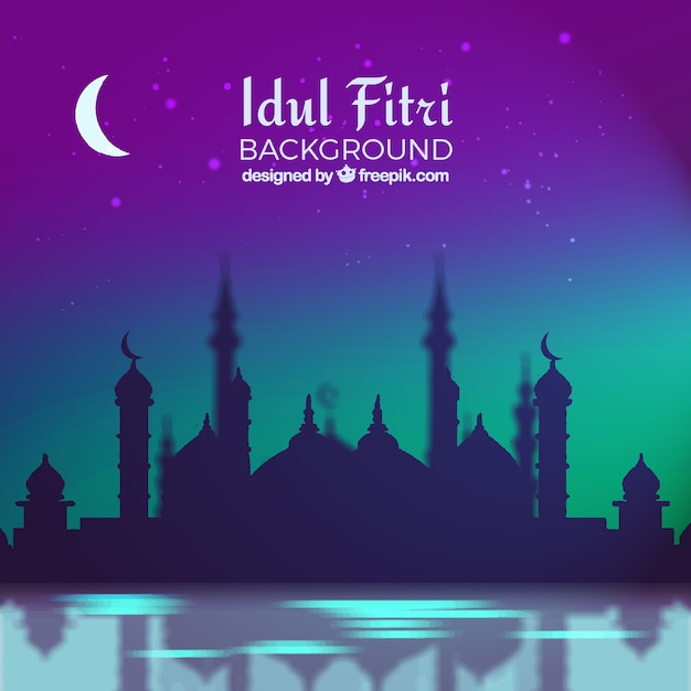 Idul fitri background with mosque