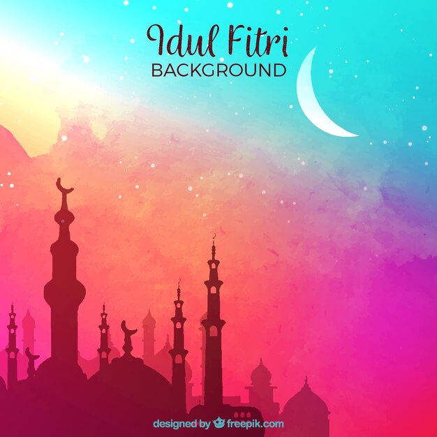 Idul fitri background with mosque