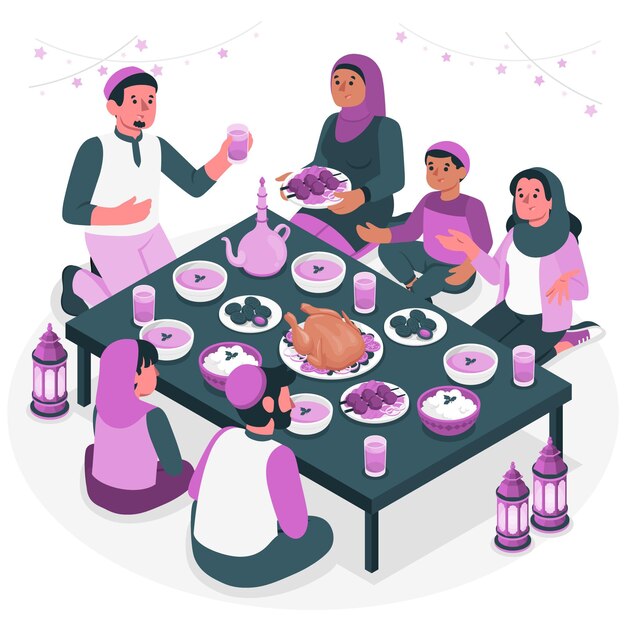 Иллюстрация концепции ужина ифтар