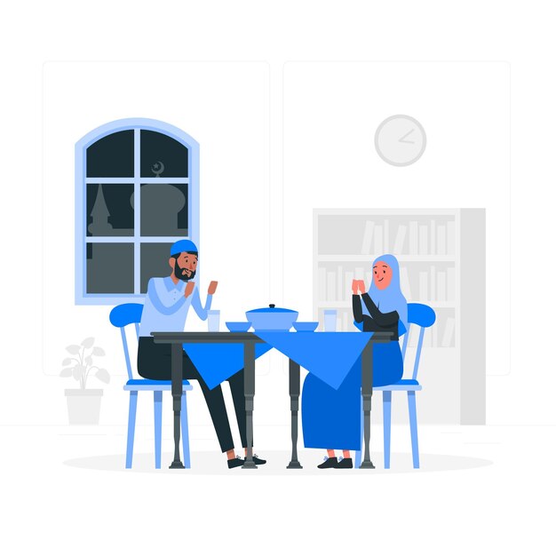 Vettore gratuito illustrazione di concetto di cena iftar