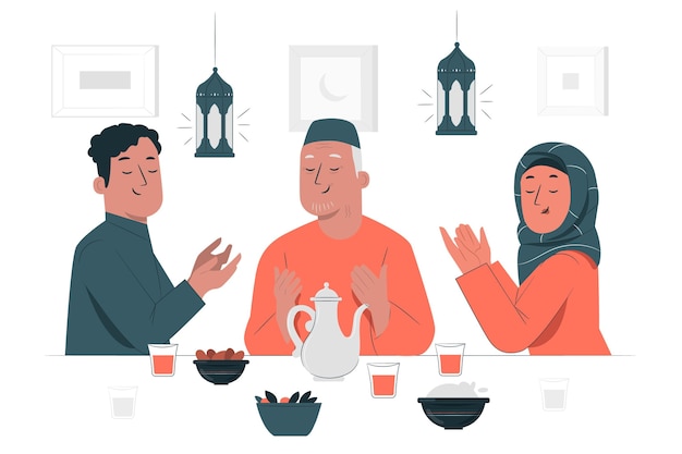 Iftar dinner concept illustration