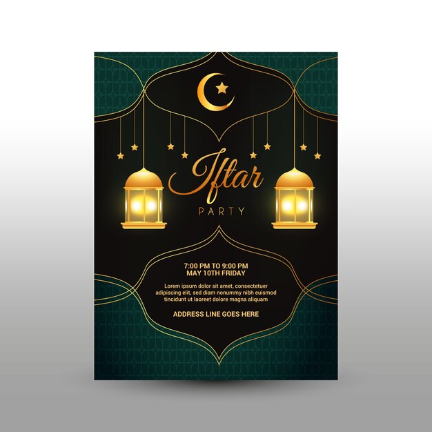 Iftar invitation realistic template