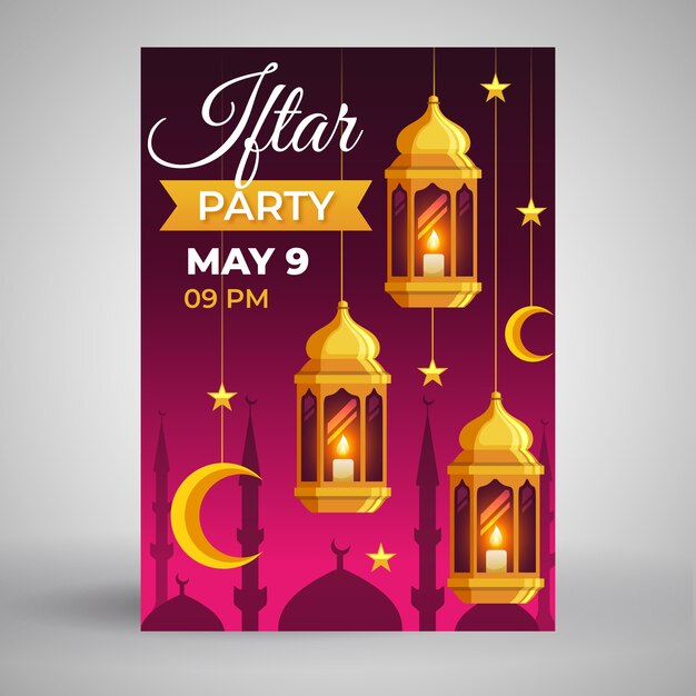 Free vector iftar invitation template concept