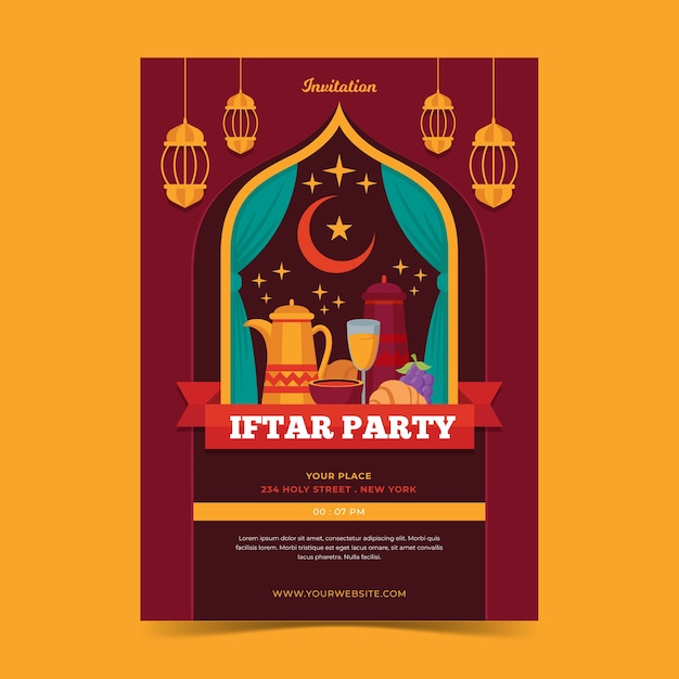 Free vector iftar invitation template design