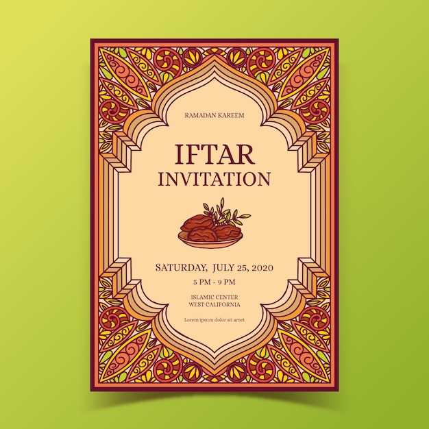 Free vector iftar invitation template design