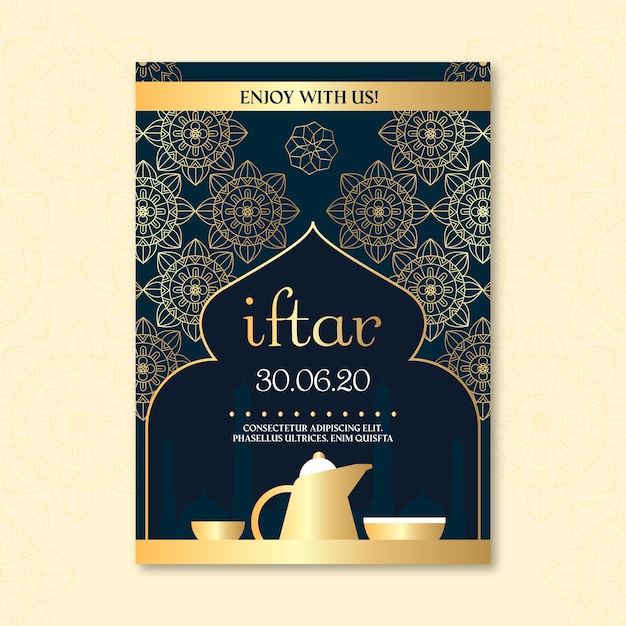 Free vector iftar invitation template in flat design