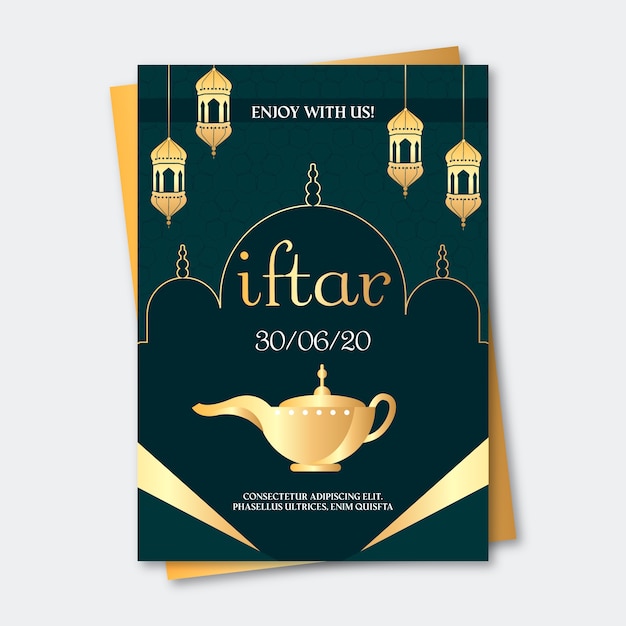 Free vector iftar invitation template in flat design